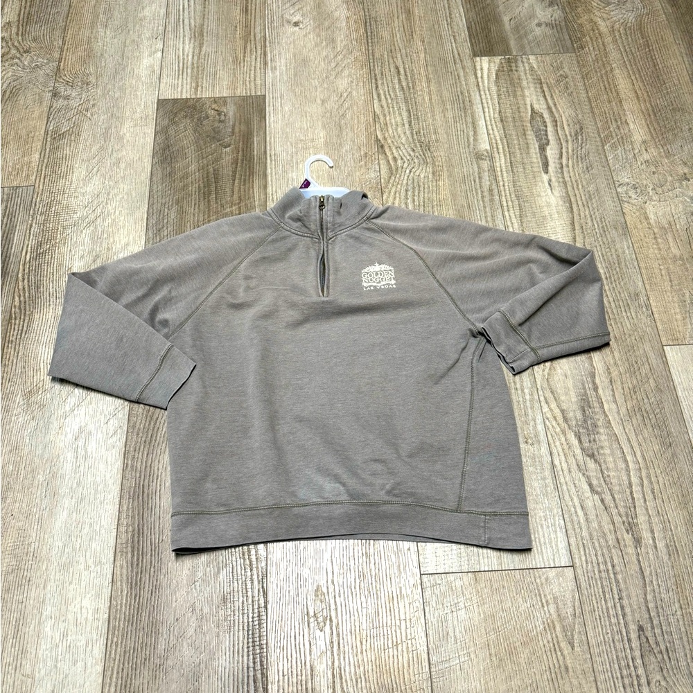 Vintage gray Las Vegas Golden Nugget logo 1/4 zip sweatshirt sweater unisex Med